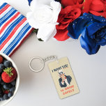 Funny Uncle Sam Patriotic Custom Message Key Ring<br><div class="desc">Uncle Sam is here to tell you to drive safe, have a good day, or whatever other message you would like. Create your own fun keychain when you customise the red text beneath Uncle Sam with your own personalised text and add your own custom text to the reverse side. This...</div>