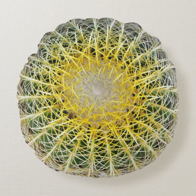 Funny Uncomfortable Botanical Globe Cactus Round Cushion (Front)