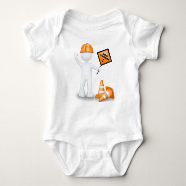 Funny Under Construction Baby Bodysuit (Front)