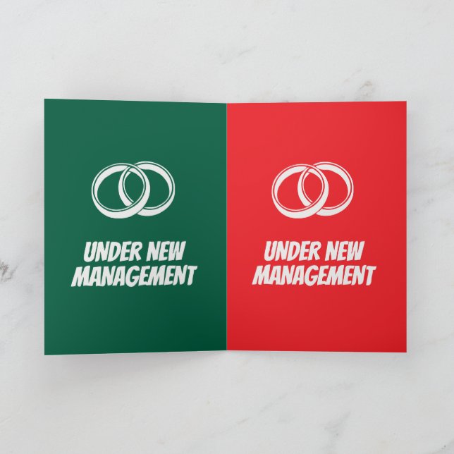 Funny Under New Management | Wedding & Marriage  Card (Inside)