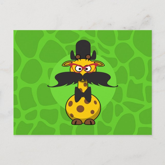 Funny Undercover Giraffe in Moustache Disguise Postcard (Front)