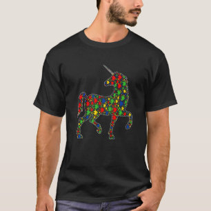 Funny Unicorn Animals Puzzle Pieces Autism Awarene T-Shirt
