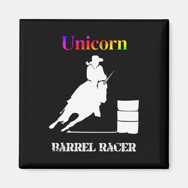 Funny Unicorn Barrel Racer Magnet (Front)