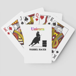Funny Unicorn Barrel Racer Playing Cards