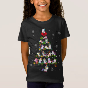 Funny Unicorn Christmas Tree Lights Unicorn Lover T-Shirt