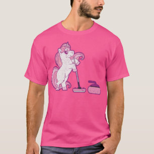 Funny unicorn curling player winter sports animal T-Shirt