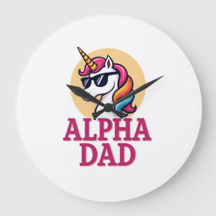 Funny Unicorn Dad Laufey Men Father's Day Christma Large Clock