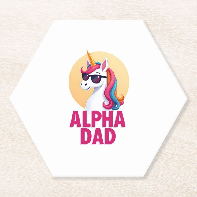 Funny Unicorn Dad Laufey Men Father's Day Christma Paper Coaster (Front)