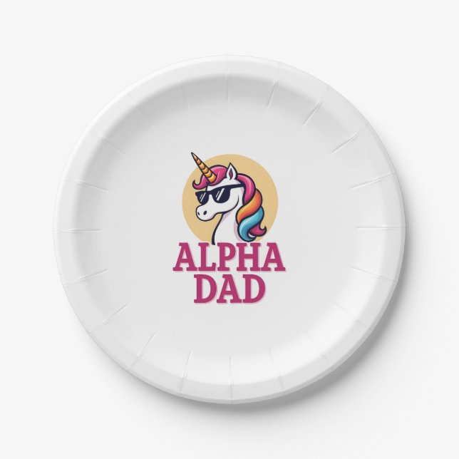Funny Unicorn Dad Laufey Men Father's Day Christma Paper Plate (Front)