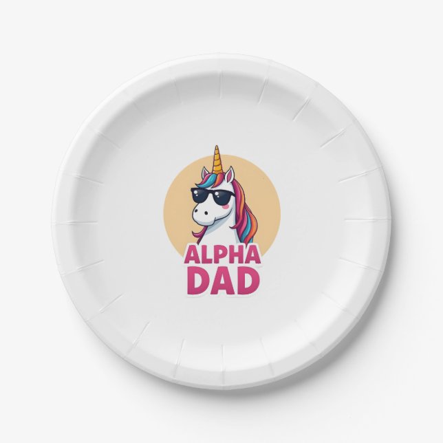 Funny Unicorn Dad Laufey Men Father's Day Christma Paper Plate (Front)