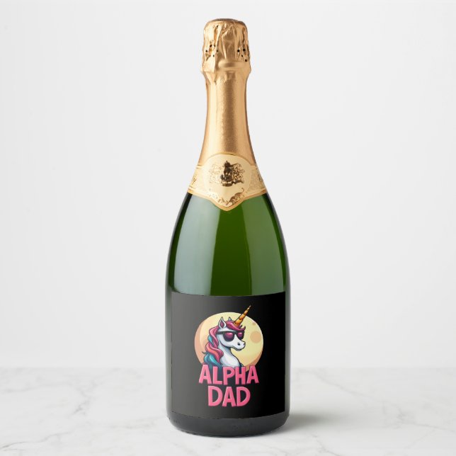Funny Unicorn Dad Laufey Men Father's Day Christma Sparkling Wine Label (Front)