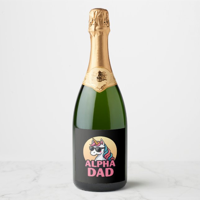 Funny Unicorn Dad Laufey Men Father's Day Christma Sparkling Wine Label (Front)