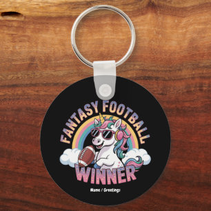 Funny Unicorn Fantasy Football Winner 2025 Style Key Ring
