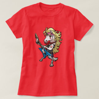 Funny Unicorn Glam Metal Hard Rock Guitar Cartoon T-Shirt