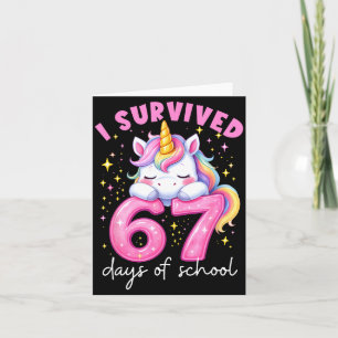 Funny Unicorn I Survived 67 Days Of School Meme Fo Card