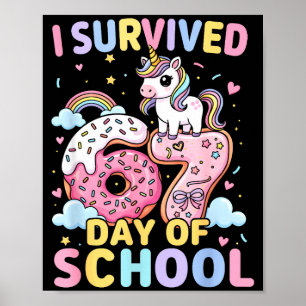 Funny Unicorn I Survived 67 Days Of School Meme Fo Poster