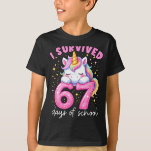 Funny Unicorn I Survived 67 Days Of School Meme Fo T-Shirt