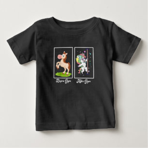 Funny Unicorn Illustration Before After Gym Baby T-Shirt