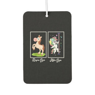 Funny Unicorn Illustration Before After Gym Car Air Freshener