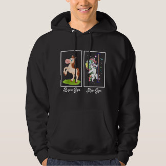 Funny Unicorn Illustration Before After Gym Hoodie