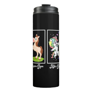 Funny Unicorn Illustration Before After Gym Thermal Tumbler