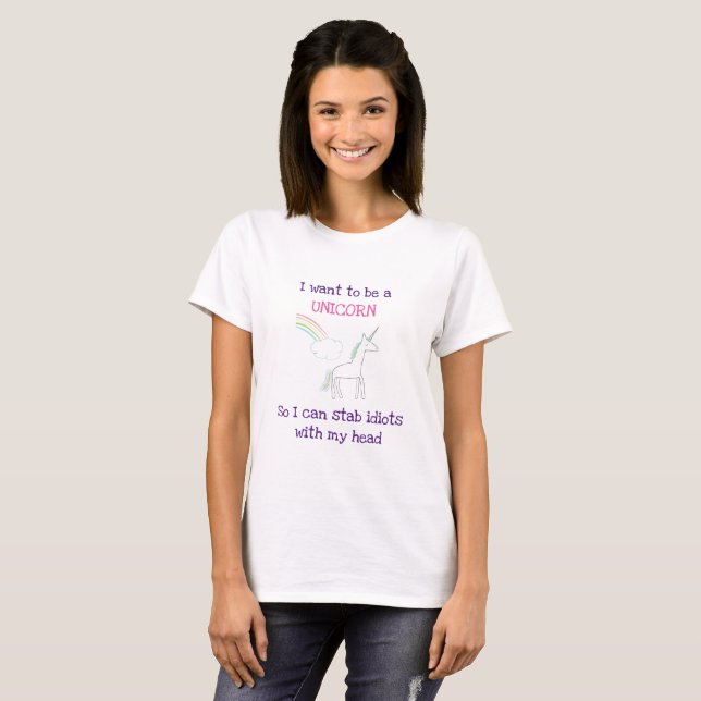 Funny Unicorn Illustration with Saying T-Shirt (Front Full)