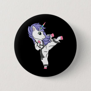 Funny Unicorn Karate Girl I Taekwondo Martial Arts 6 Cm Round Badge