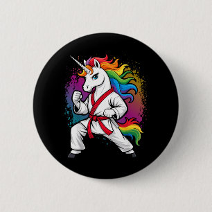 Funny Unicorn Karate Girl I Taekwondo Martial Arts 6 Cm Round Badge