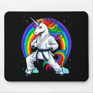Funny Unicorn Karate Girl I Taekwondo Martial Arts Mouse Pad