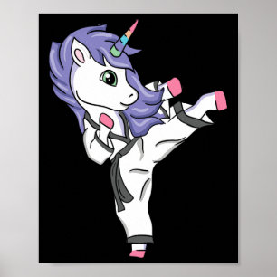 Funny Unicorn Karate Girl I Taekwondo Martial Arts Poster