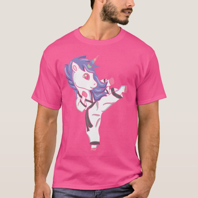 Funny Unicorn Karate Girl I Taekwondo Martial Arts T-Shirt (Front)