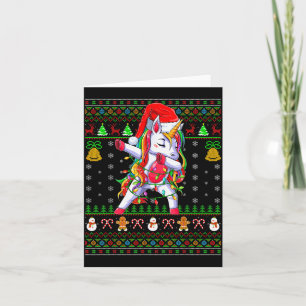 Funny Unicorn Lover Xmas Santa Hat Unicorn Ugly Ch Card