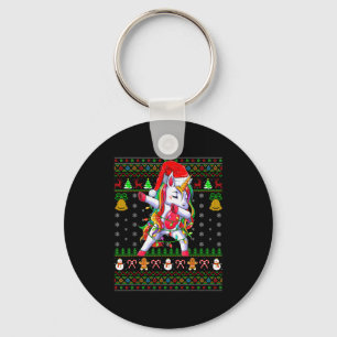 Funny Unicorn Lover Xmas Santa Hat Unicorn Ugly Ch Key Ring