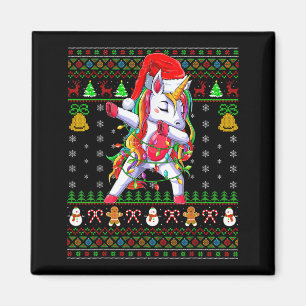 Funny Unicorn Lover Xmas Santa Hat Unicorn Ugly Ch Magnet