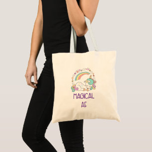 Funny Unicorn Magical AF with Girly Decorations Tote Bag