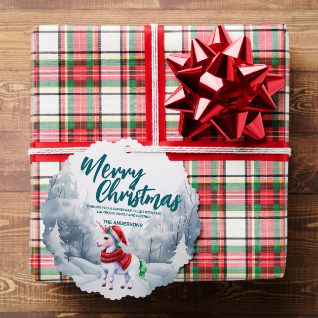 Funny Unicorn Merry Xmas tree snow Holiday  Decoration Card (Insitu (Gift))