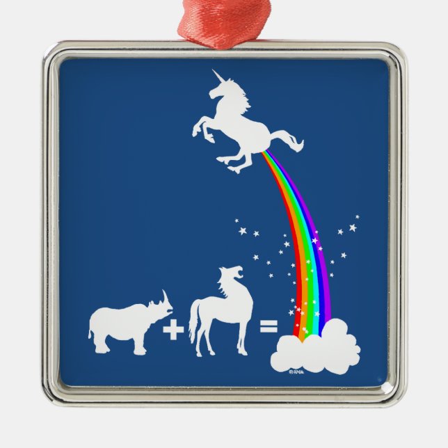 Funny unicorn origin metal tree decoration (Front)
