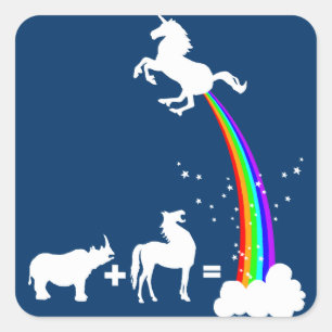 Funny unicorn origin square sticker