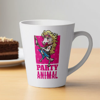 Funny Unicorn Party Animal Glam Rocker Cartoon Latte Mug