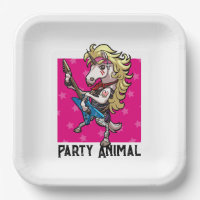 Funny Unicorn Party Animal Glam Rocker Cartoon