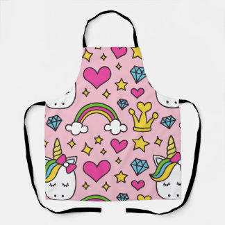 Funny Unicorn Pattern Pink Magic Horse Cute     Apron