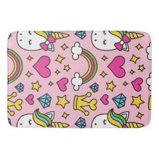 Funny Unicorn Pattern Pink Magic Horse Cute      Bath Mat