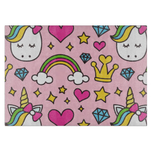 Funny Unicorn Pattern Pink Magic Horse Cute Cutting Board