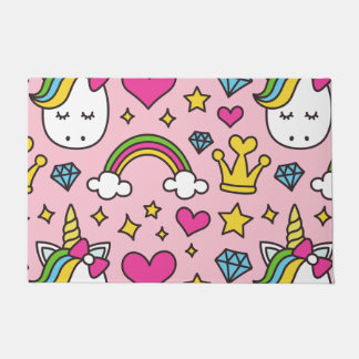 Funny Unicorn Pattern Pink Magic Horse Cute    Doormat