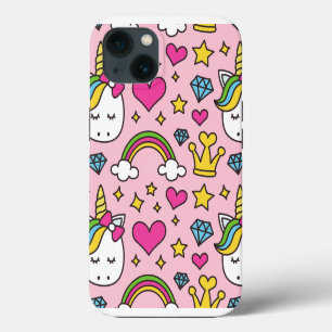 Funny Unicorn Pattern Pink Magic Horse Cute iPhone 13 Case