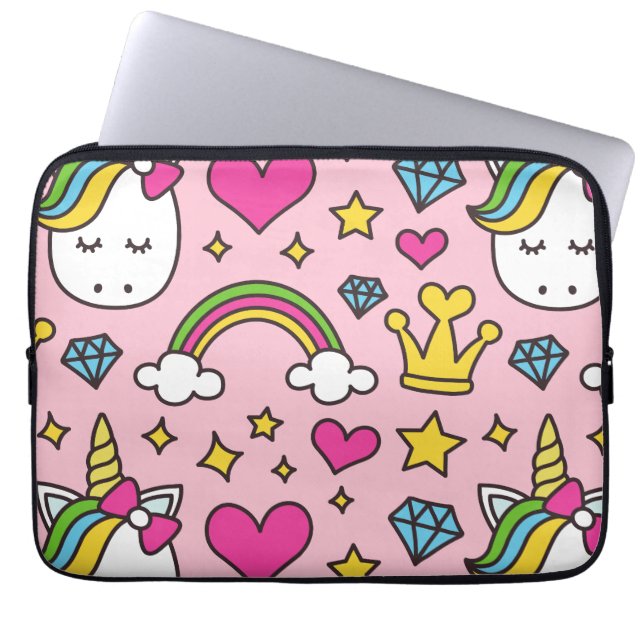 Funny Unicorn Pattern Pink Magic Horse Cute        Laptop Sleeve (Front)