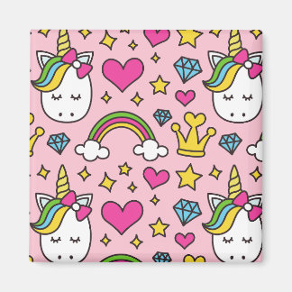 Funny Unicorn Pattern Pink Magic Horse Cute Magnet
