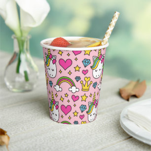 Funny Unicorn Pattern Pink Magic Horse Cute Paper Cups