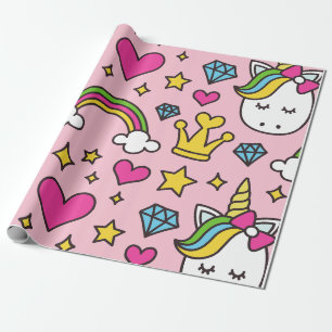 Funny Unicorn Pattern Pink Magic Horse Cute Wrapping Paper