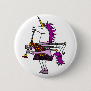 Funny Unicorn Playing Bagpipes Art 6 Cm Round Badge